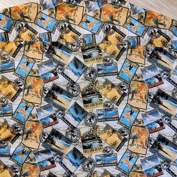 Margaritaville Travel Postcard Print Casual Button Up Shirt Medium NWOT Medium - Picture 5 of 9